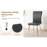 Modern Charcoal PU dining chair, cloth upholstered chair, electroplated
