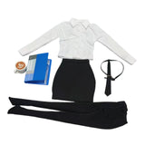 Maxbell 1/6 Scale Female Clothes Stylish Costume Miniature Doll Clothing File Folder Black white