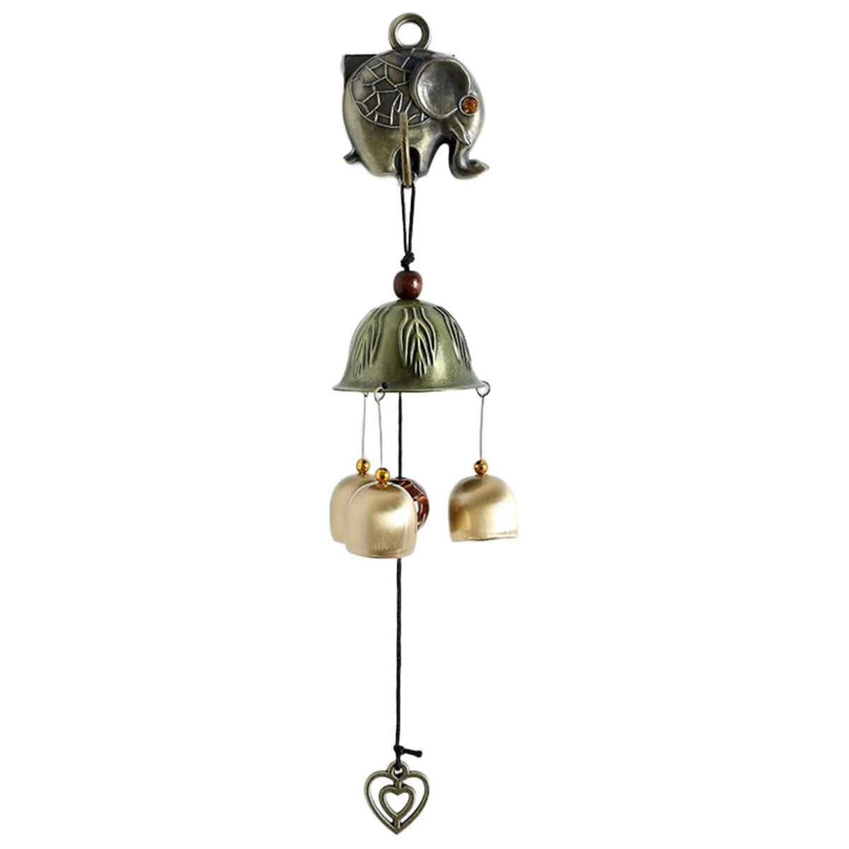 Maxbell Maxbell Retro Wind Chimes Wall Hanging Manual Door Bell for Room Garden Decoration Elephant Style