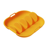 Maxbell Taco Holder Plate Reusable Holds up to 4 Tacos Non Slip with Handles Platter Orange