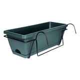 Maxbell 2xBalcony Railing Planter Ornament Window Box Planter for Farmhouse Deck Porch dark green