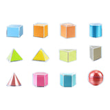 Maxbell 12Pcs 3D Geometric Shapes Blocks Montessori for Kindergarten Elementary Kids