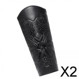 Maxbell 2xMedieval Bracers Adult PU Leather Gauntlet Wristband for Cosplay Accessories Black 1pcs