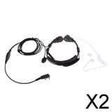Maxbell 2xFlexible Throat Microphone Covert Acoustic Tube Earpiece Finger PTT Headset