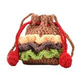 Maxbell Crochet Shoulder Bag Birthday Gift Cartoon for Women Cute Hamburger Yarn Bag Small