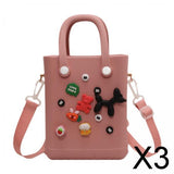 Maxbell 3xBeach Bag for Women Portable Handbag Shopping Basket for Holiday Travel Yoga Pink