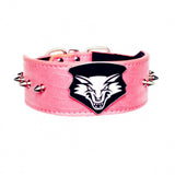 Maxbell Maxbell Spiked Studded Metal Dog PU Leather Wolf Rivet Collar Neck Strap Pink L