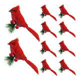 10x Artificial Christmas Red Red Birds with Clip for Outdoor Yard Patio