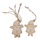 Maxbell Wooden Christmas Santa Claus Pendants with Jute Rope Hanging Ornaments Decor