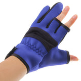 Maxbell Maxbell Outdoor Non Slip 2 Finger Fishing Gloves Hand Protection Waterproof Blue