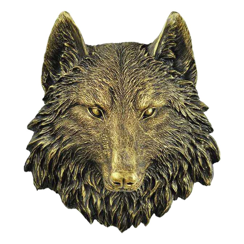 Maxbell Maxbell Animal Head Wall Mounted 3D Statue Figurines Home Living Room Decor Wolf
