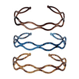 Maxbell 3 Pieces Headband Decoration Accessories Gifts Professional Stylish Headwrap Brown Blue