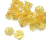 Maxbell 4x50pcs Vintage Filigree Flower Bead End Cap Finding For Jewelry Making Gold