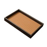 Maxbell Wood PU Leather Organizer Holder Flat Jewelry Display Tray Orange