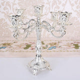 Maxbell 2xVintage Candle Holder Candlestick CandelabraTop Stand Silver - 5 Head