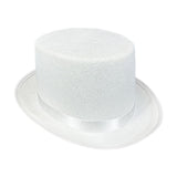 Maxbell Top Hat Flat Top Funky Magician Hat for Stage Performance Nightclub Festival White