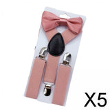 Maxbell 5xKids Suspenders with Bow Tie Y Back Durable for suits Trousers Dance Costume Pink