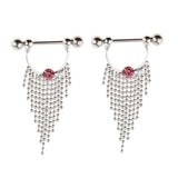 Maxbell 1 Pair Beads Tassle Nipple Ring Dangle Shield NippleRings Pink Crystal - Aladdin Shoppers