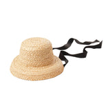 Maxbell Fashion Kids Straw Hat Summer Travel Sun Hat w/ Adjustable Tie  Black Tie