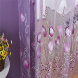 Maxbell 100*200cm Window Voile Curtain Panel Sheer Tulle Drape Tullip Flower Purple - Aladdin Shoppers