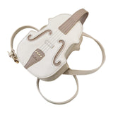 Maxbell Violin Shaped Crossbody Bag Shoulder Bag PU Leather Mini Pouch Messenger Bag White