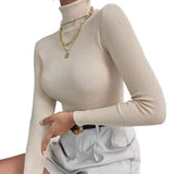 Maxbell Women's Turtleneck Sweater Winter Casual Tops Casual Basic Layering Pullover XL Apricot