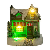 Maxbell Lighted up Christmas Village House Xmas Winter Decors LED Light Snow Village Style B