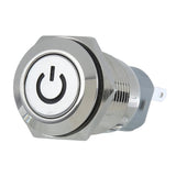 Maxbell Maxbell Latching Push Button Switch ON/OFF White Stainless Steel Shell with Green LED Ring Suitable for 16mm/4.57'' Mounting Hole