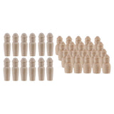 Maxbell 40 Piece Unfinished Wood DIY Family People Wooden Peg Dolls Bodies 60mm 35mm