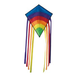 Rainbow Fly Kite Kids Adults Single Line Toy Large Beach Kite with Long Tail Blue Head