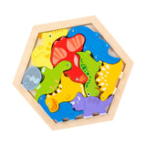 Maxbell Wooden Infant Puzzles Cute for Kids Beginner Preschool Educational Activity Pattern F
