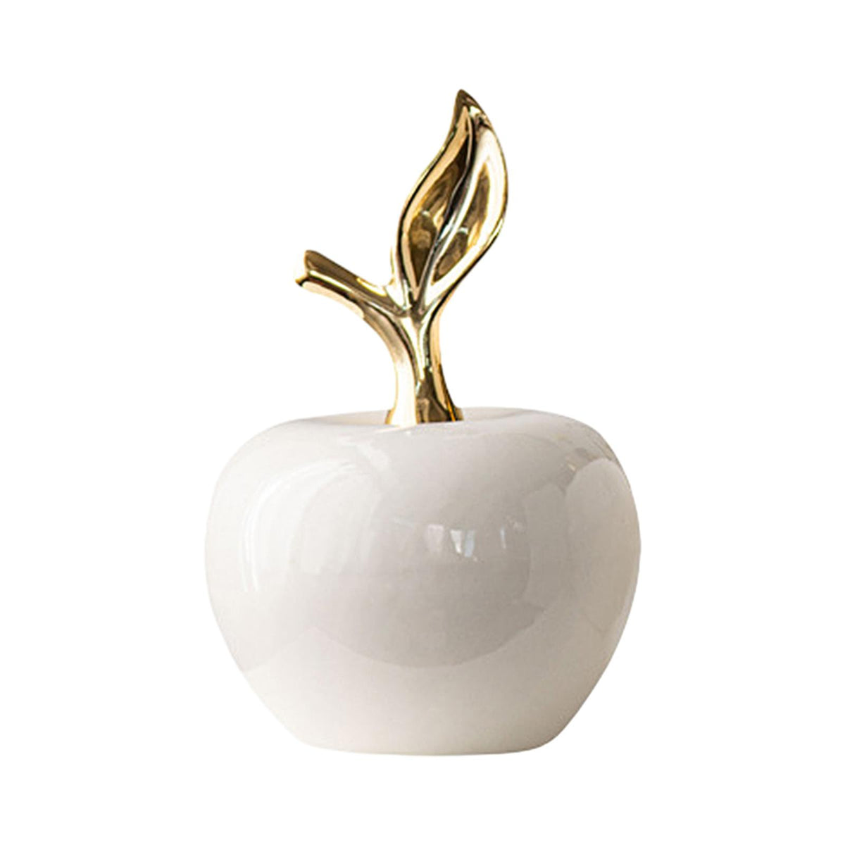 Maxbell Ceramic Apples Figurine Tabletop Apples Statue for Office Living Room Entryway Small White