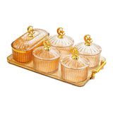 Maxbell Dried Fruit Snack Serving Plate Candy Nuts Dish with Lid for Party Appetizer amber