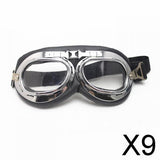 Maxbell 9xVintage Pilot Chrome Motorcycle Bike Sport Half Helmet Goggles Clear