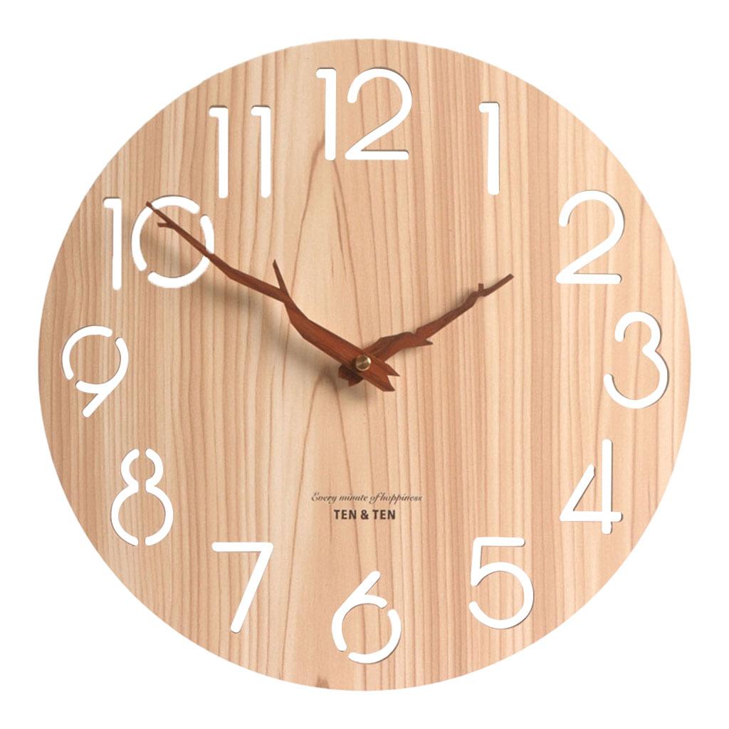Maxbell Maxbell 12" Wooden 3D Wall Clock Home Bathroom Kitchen Decorative Without Leaves
