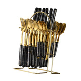 Maxbell Stainless Steel Flatware Cutlery Set Vintage Flatware for Party Hotel Dining black gold
