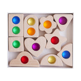 Maxbell Wooden Building Blocks Set Early Educational Toy Preschool Colorful for Kids