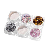 Maxbell Maxbell 6 Boxes Holographic Mermaid Nail Art Glitter Powder Sequins Flakes Paillette 02