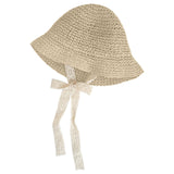 Maxbell Fashion Baby Hat Lace Chain Strap Summer Floppy Baby Girl Caps Beige 48cm