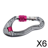 6x25KN Screw LOCKING Carabiner For Rock Tree Climbing Rappelling Silver Red