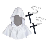 Maxbell 4xHalloween Death Cape Cowl Costume Hooded Poncho for Unisex Adults Women Men White