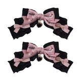 Maxbell 2x Lolita Bow Hair Clips Cosplay Ponytail Holder Xmas Gifts Bowknot Hairpins Pink