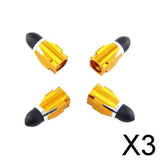 Maxbell 3x4Pieces Alloy Tire Stem Valve Caps Dust Cover for Motorcycle Yellow + Black