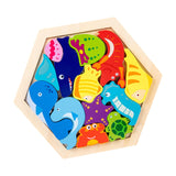 Maxbell Wooden Infant Puzzles Cute for Kids Beginner Preschool Educational Activity Pattern B