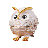 Owl Trinket Box Animal Ornament Jewelry Box for Bracelets Necklaces Pendants White