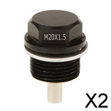 Maxbell 2xM20X1.5 Anodized Magnetic Engine Oil Pan Drain Bolt Plug fits   Black