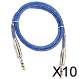 Maxbell 10xBass Guitar 6.35mm Stereo Male to Male Audio Cable Nylon Braided Cord 1m