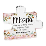 Maxbell Mother's Day Decor Acrylic Block Puzzle Plaque Sturdy 10x8.6x1cm Transparent