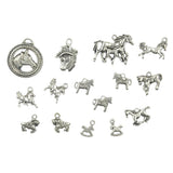 Maxbell 4x15pcs Alloy Silver Various Horse Shaped Charms Pendants Beads