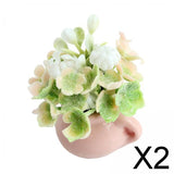 Maxbell 2xMiniature Potted Plant 1/12 Bedroom Artificial Flower Model Scenery Supplies